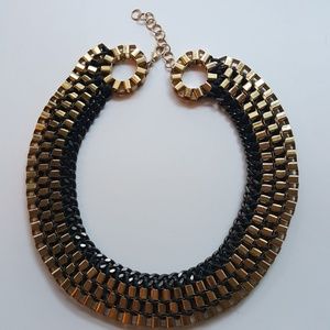 Gold and black bib necklace